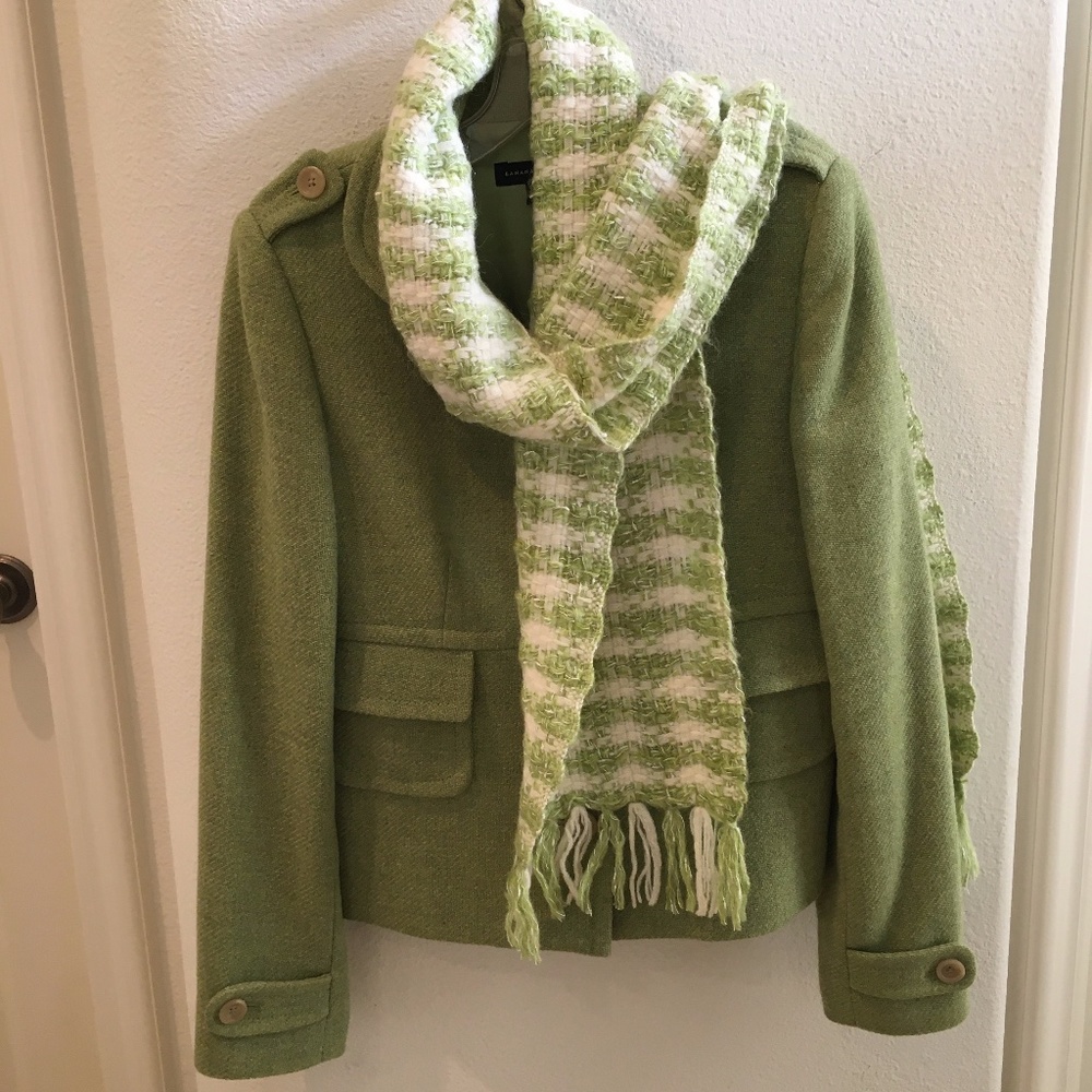 Banana Republic Green Wool Jacket w/Bonus Scarf